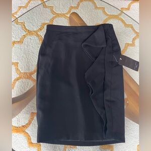 Zara Black Pencil Skirt with Ruffle Detail